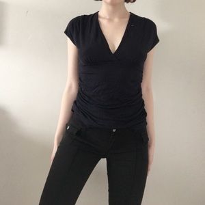 Y2k ruched black top